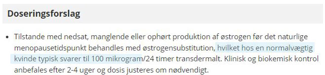 Produkt 1
Anbefalet dosis: Op til 100 mikrogram
Fysiologisk dosis angivet som: 100 mikrogram.